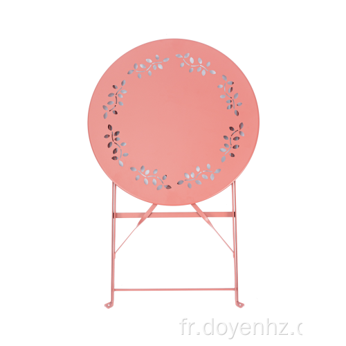 Table ronde pliante en métal 60 cm avec motif de feuilles